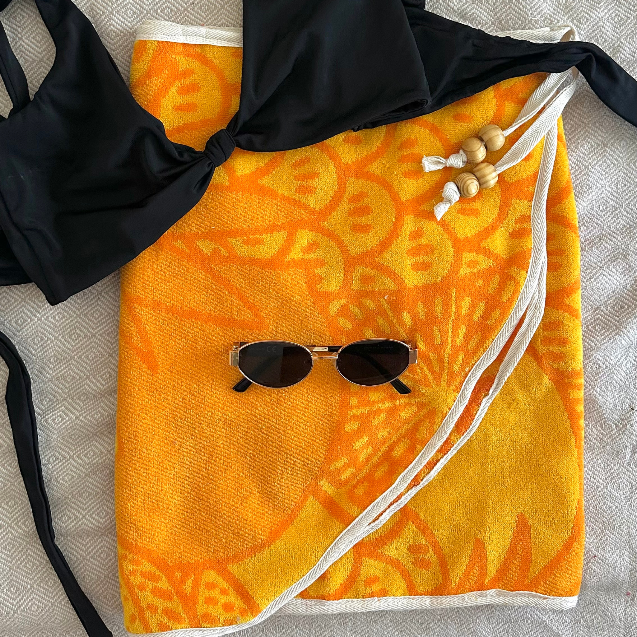 Orange Pineapple - Handmade Beach Towel Wrap Skirt