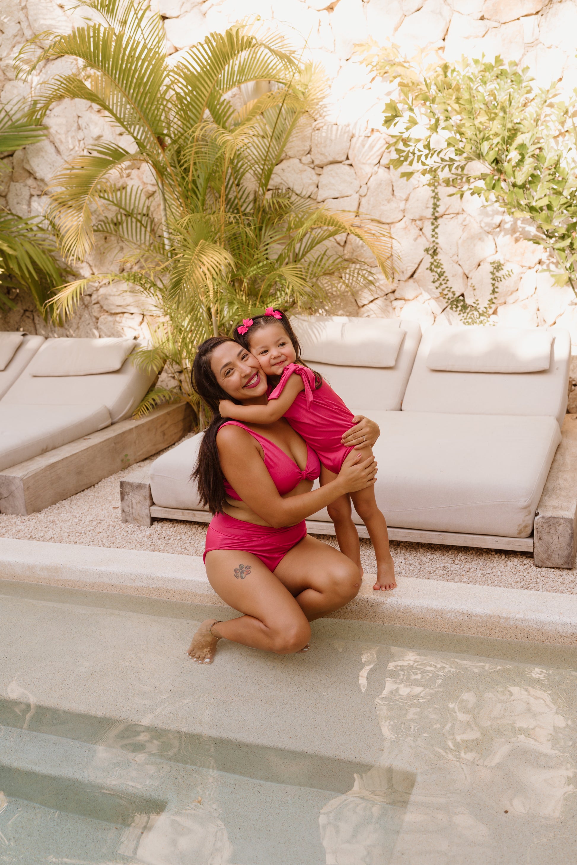 Fuchsia Mini Bowknot One Piece Swimsuit