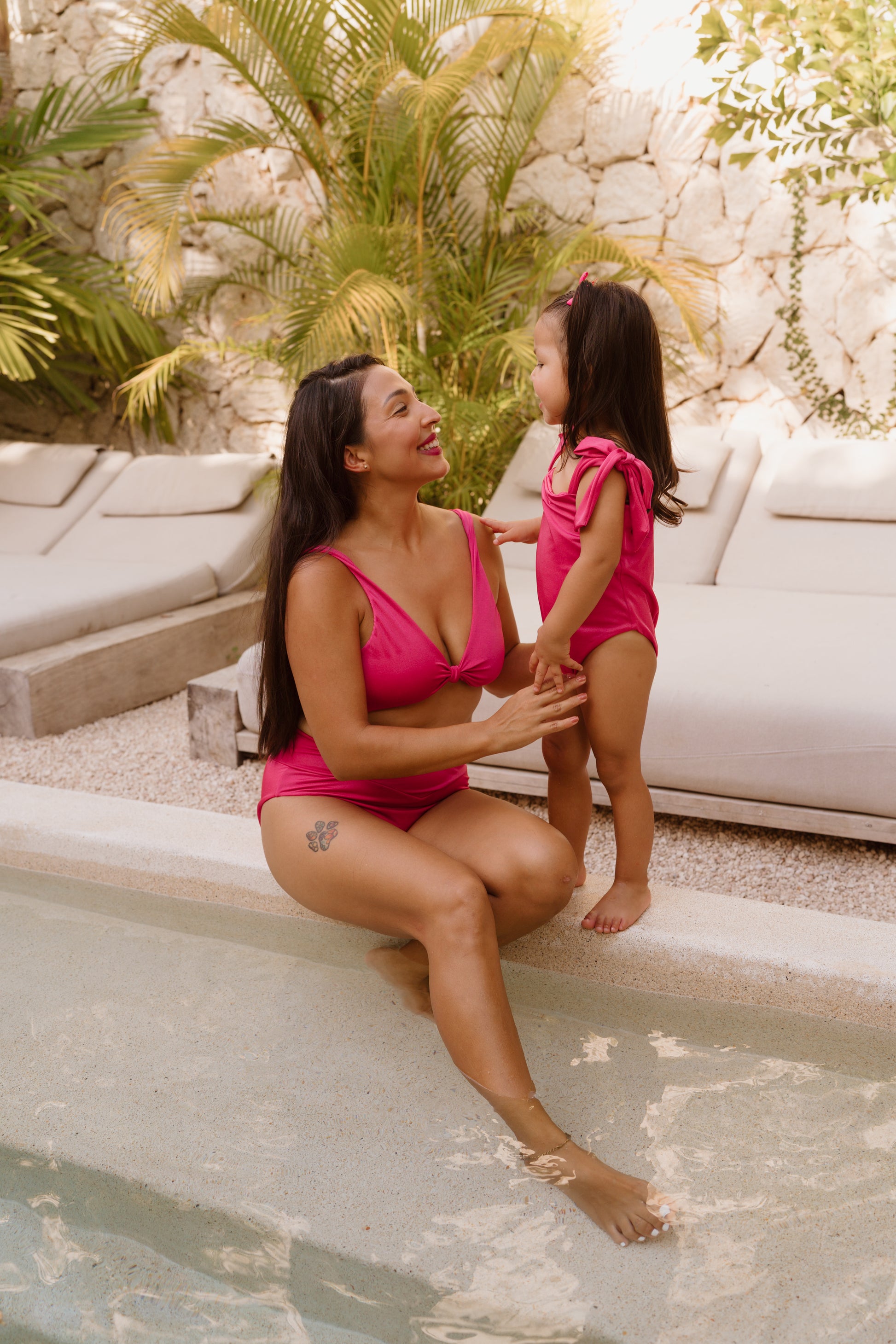 Fuchsia Mini Bowknot One Piece Swimsuit