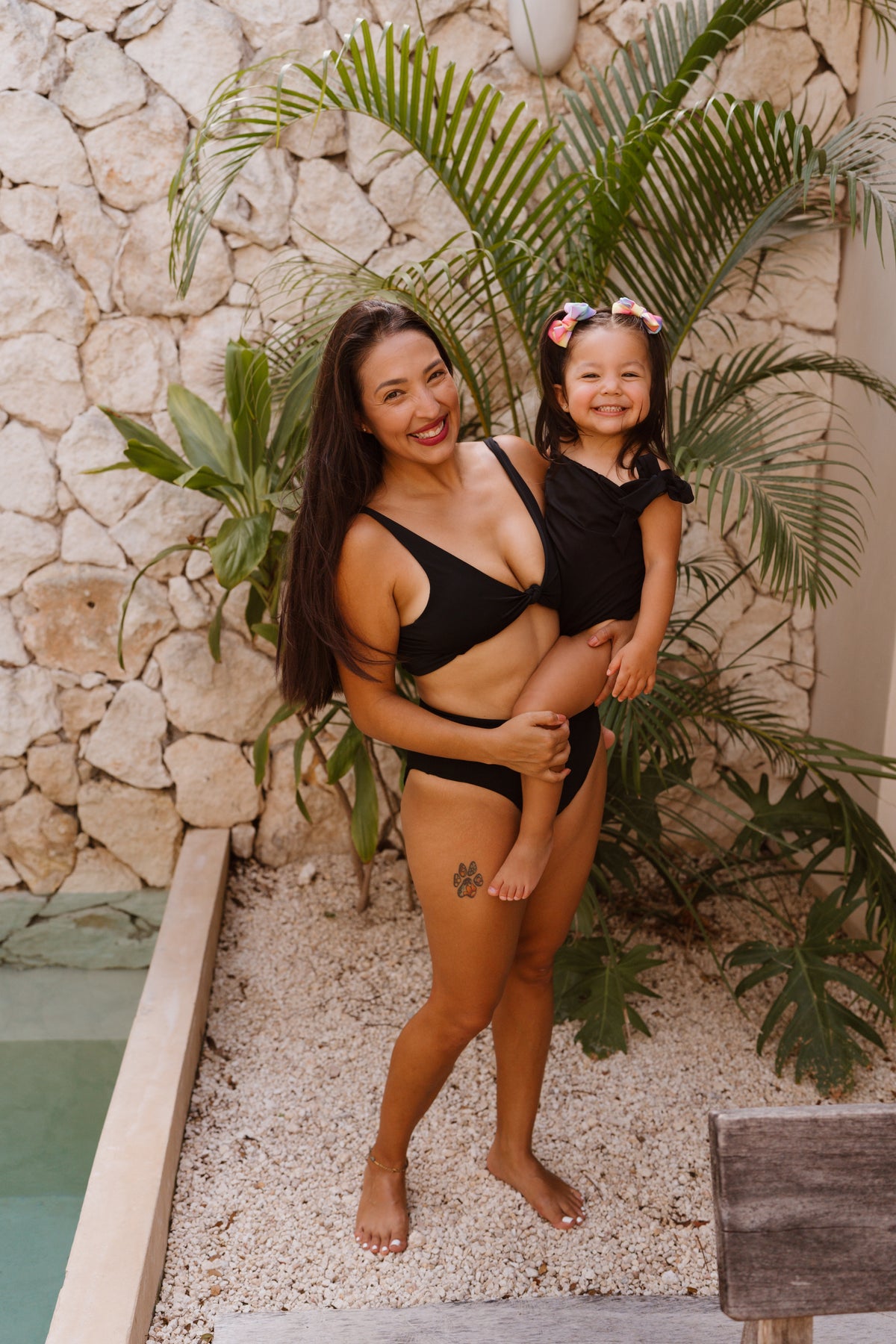 Black Mini Bowknot One Piece Swimsuit