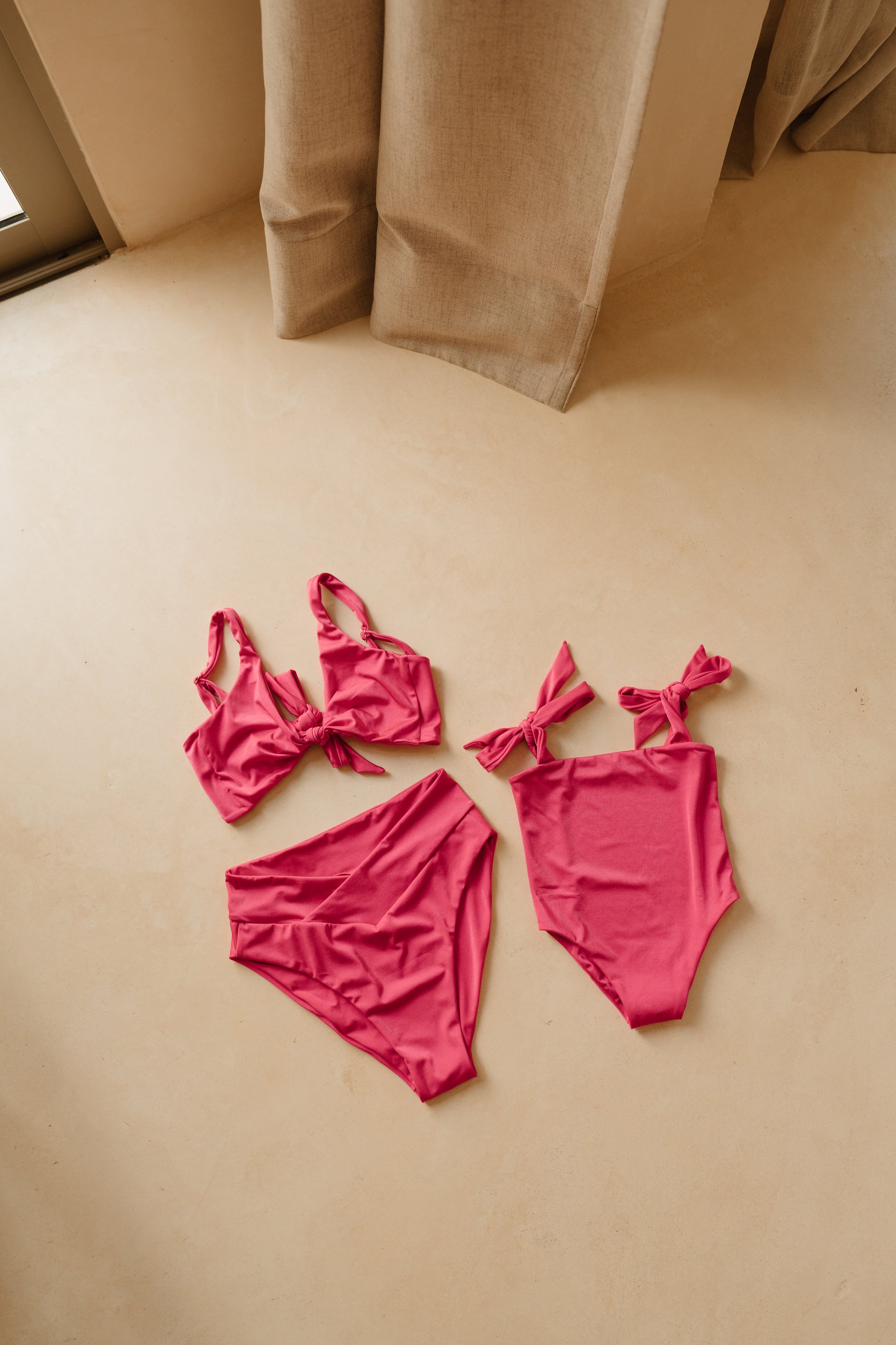 Fuchsia Mini Bowknot One Piece Swimsuit